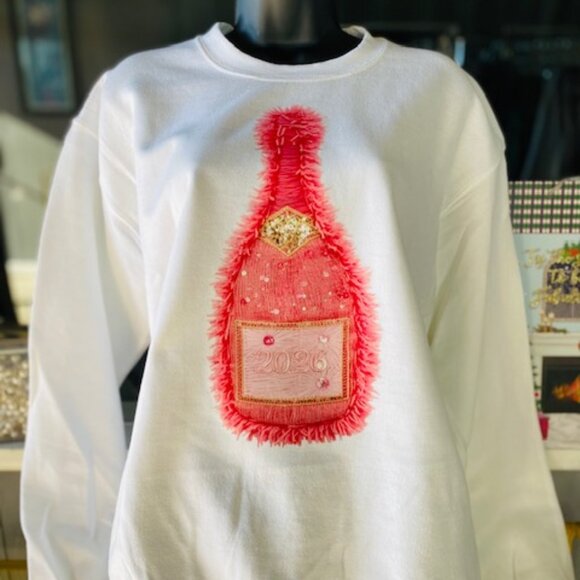 Mrs Kegler Tops - Dani Pink Champagne 2026 New Year’s Sweatshirt